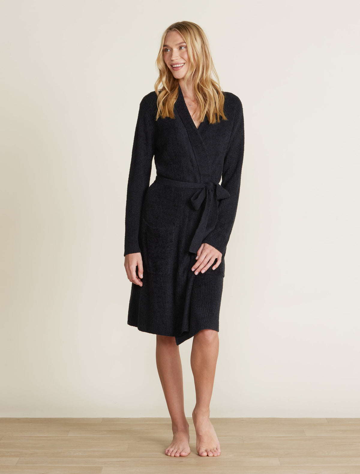 Barefoot Dreams CozyChic Lite® Ribbed Robe, Black