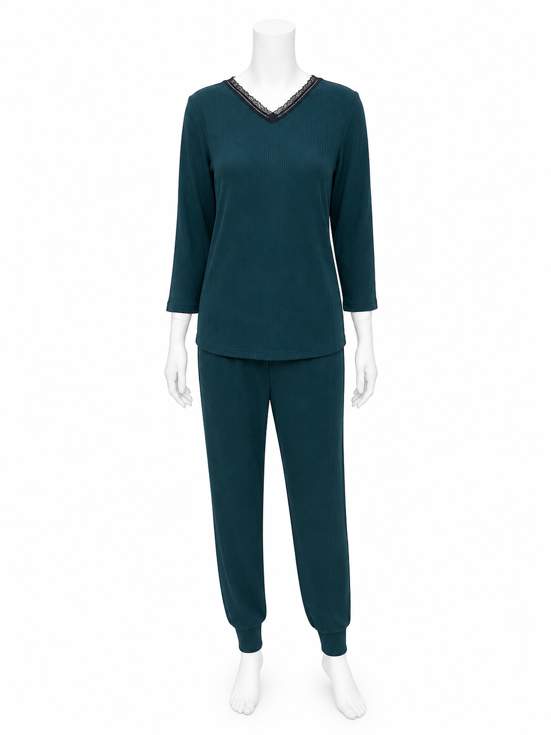 V3 Rosie Pajamas Ribbed, Dark Bottle Green