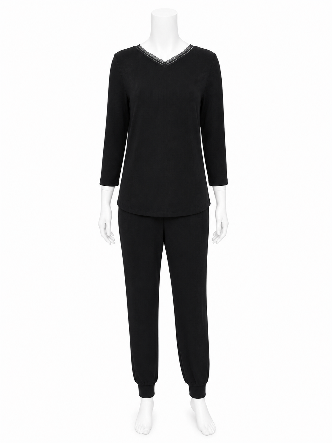 V3 Rosie Pajamas Ribbed, Black