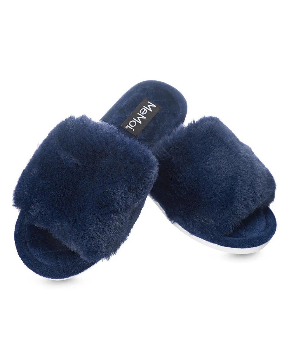 The Bette Plush Open-Toe Slipper, Navy
