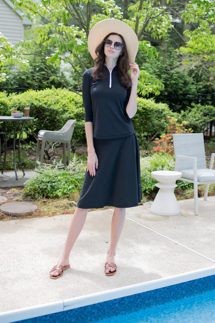 Flamingo Swim Skirt, Black