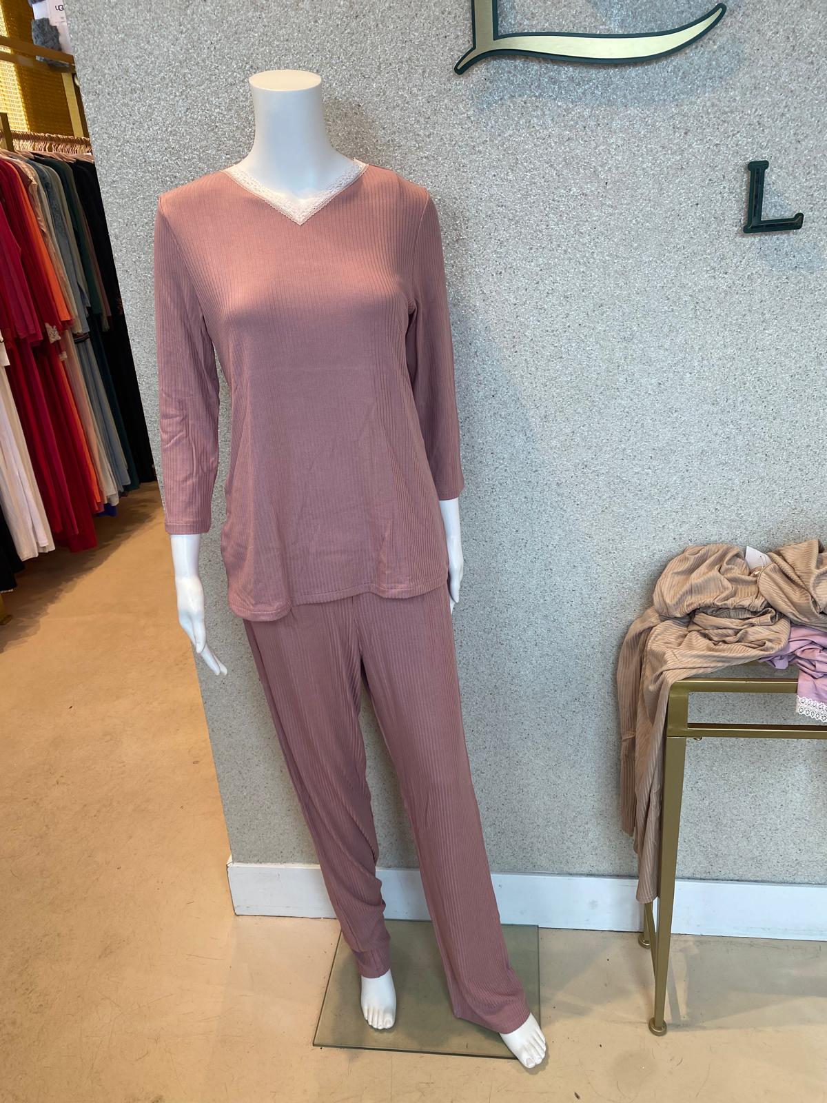 V3 Rosie Pajamas Ribbed, Antique Rose