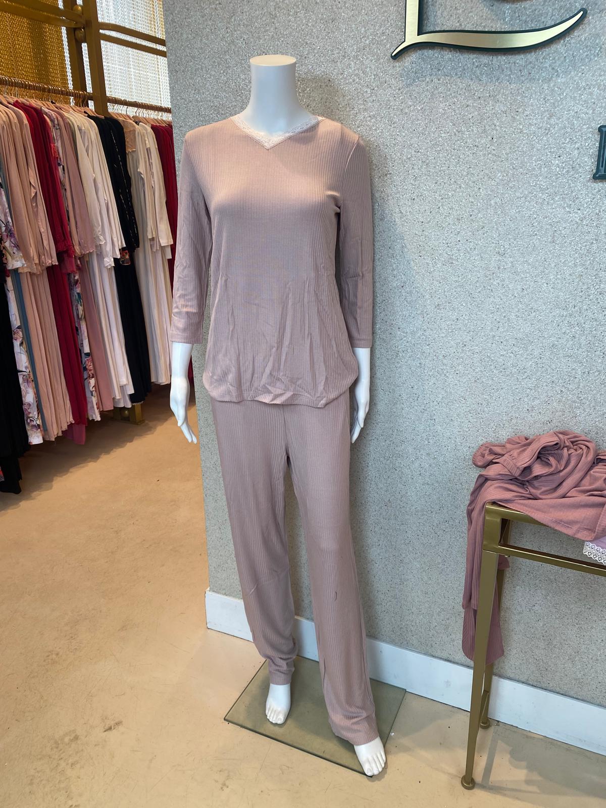 V3 Rosie Pajamas Ribbed, Rose Powder