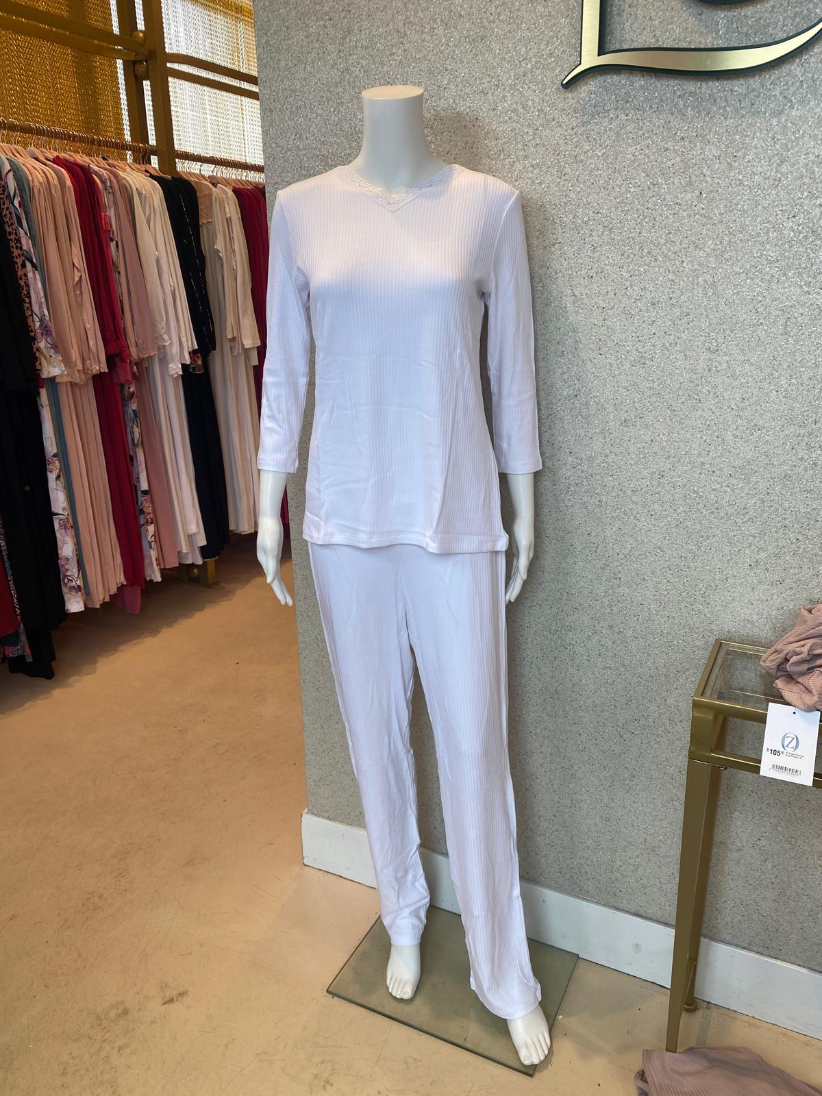 V3 Rosie Pajamas Ribbed, White