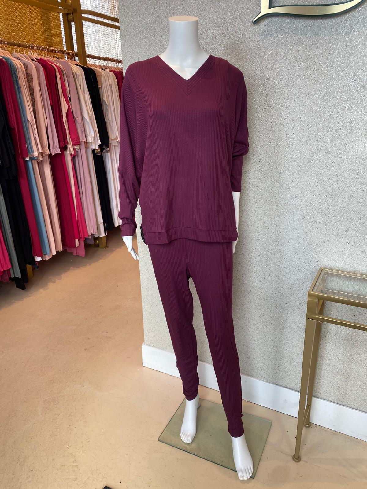 Opera Pyjamas with Leggings, Merlot