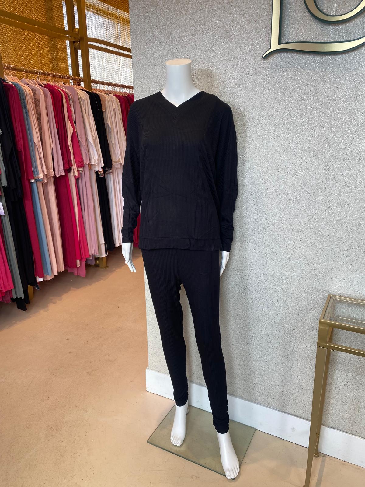 Opera Pyjamas with Leggings, Black