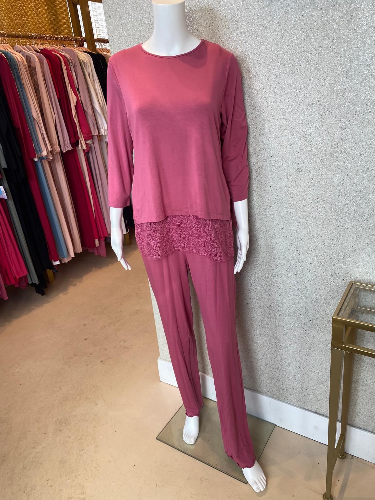 Oh Zuza Lace Detail Pajama Set, Strawberry