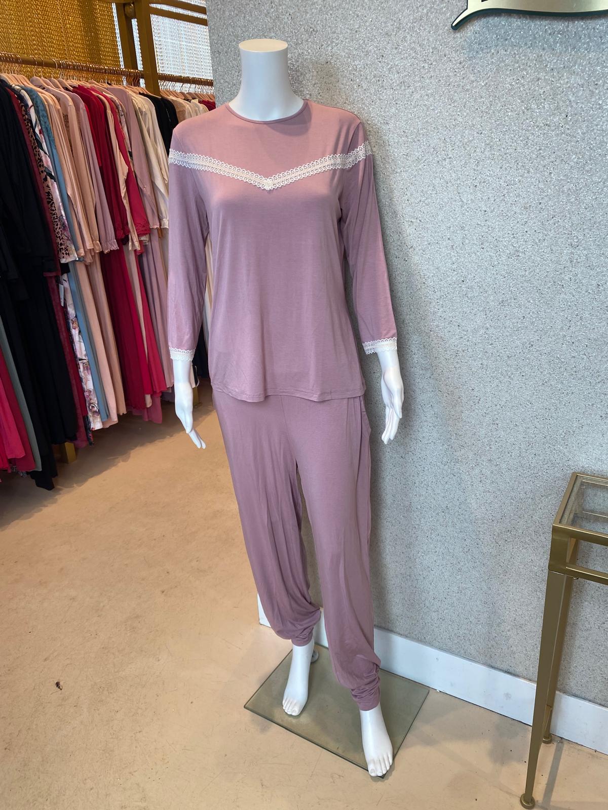 Lace Cut Pyjamas, Heather Pink