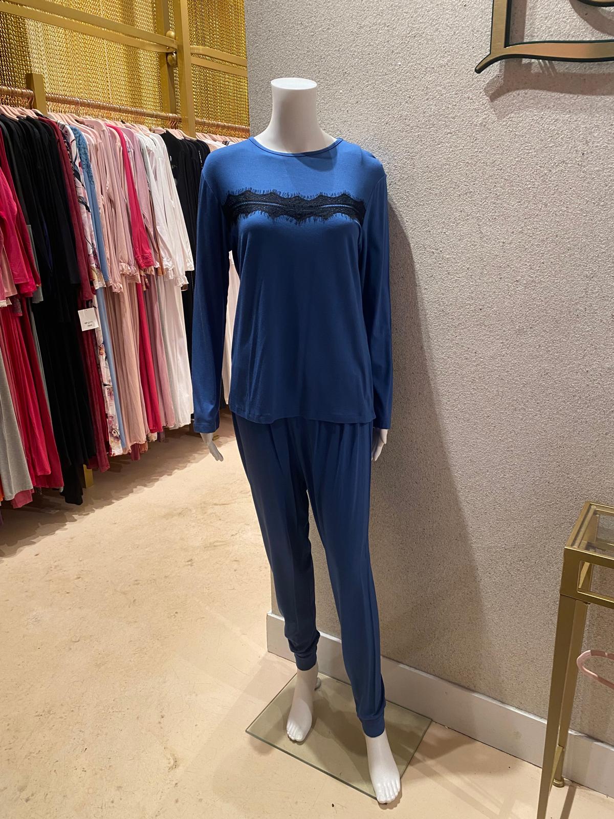Vanilla Black Lace Center Pajamas B33, Aqua
