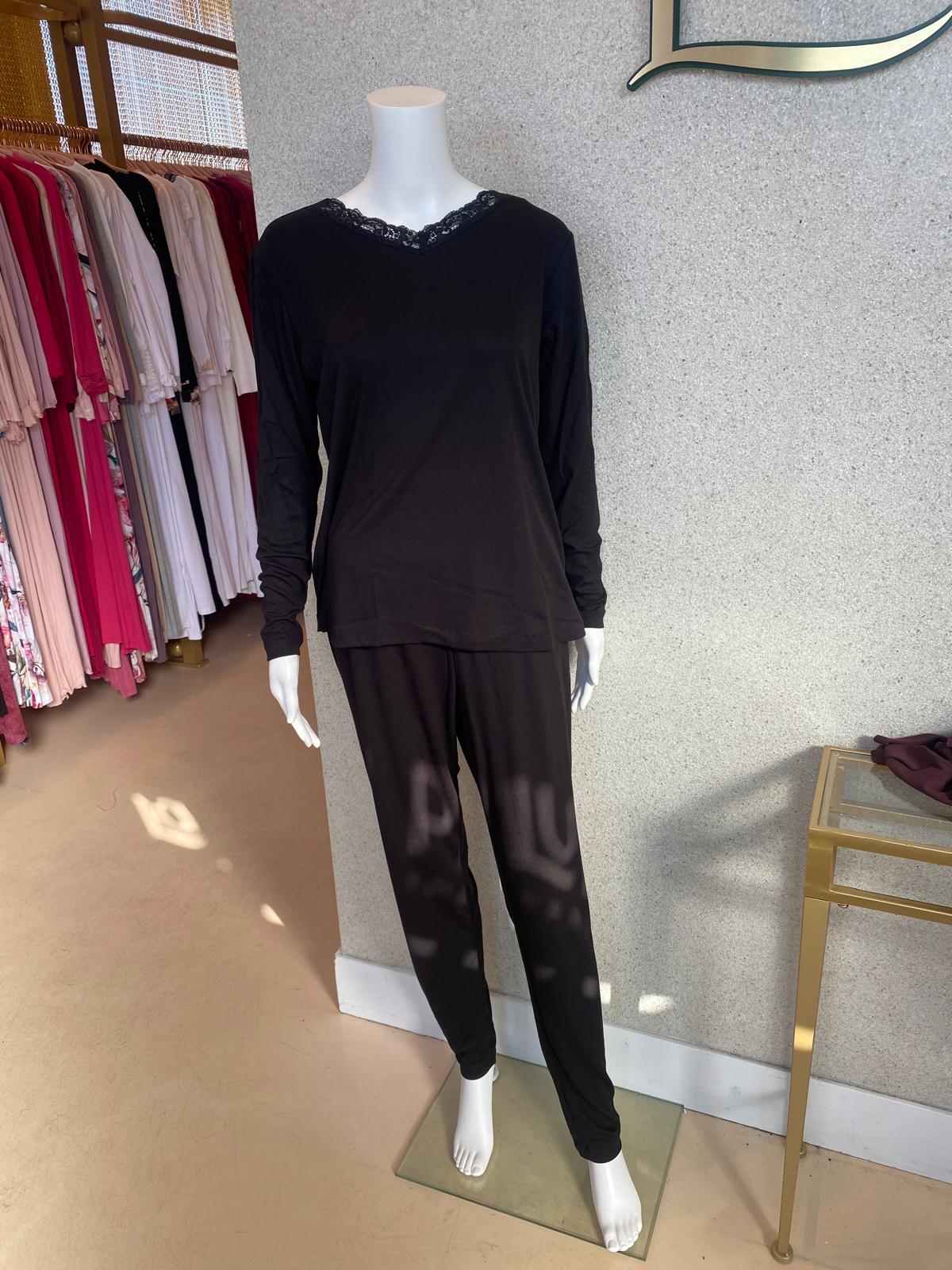 Jackie O 'Loungewear Soft Ribbed Pjs, Black