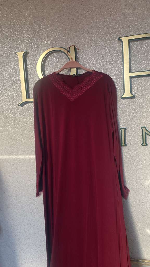 IDA 454 Lace Detail V-Neck Nightgown, Red Wine 80