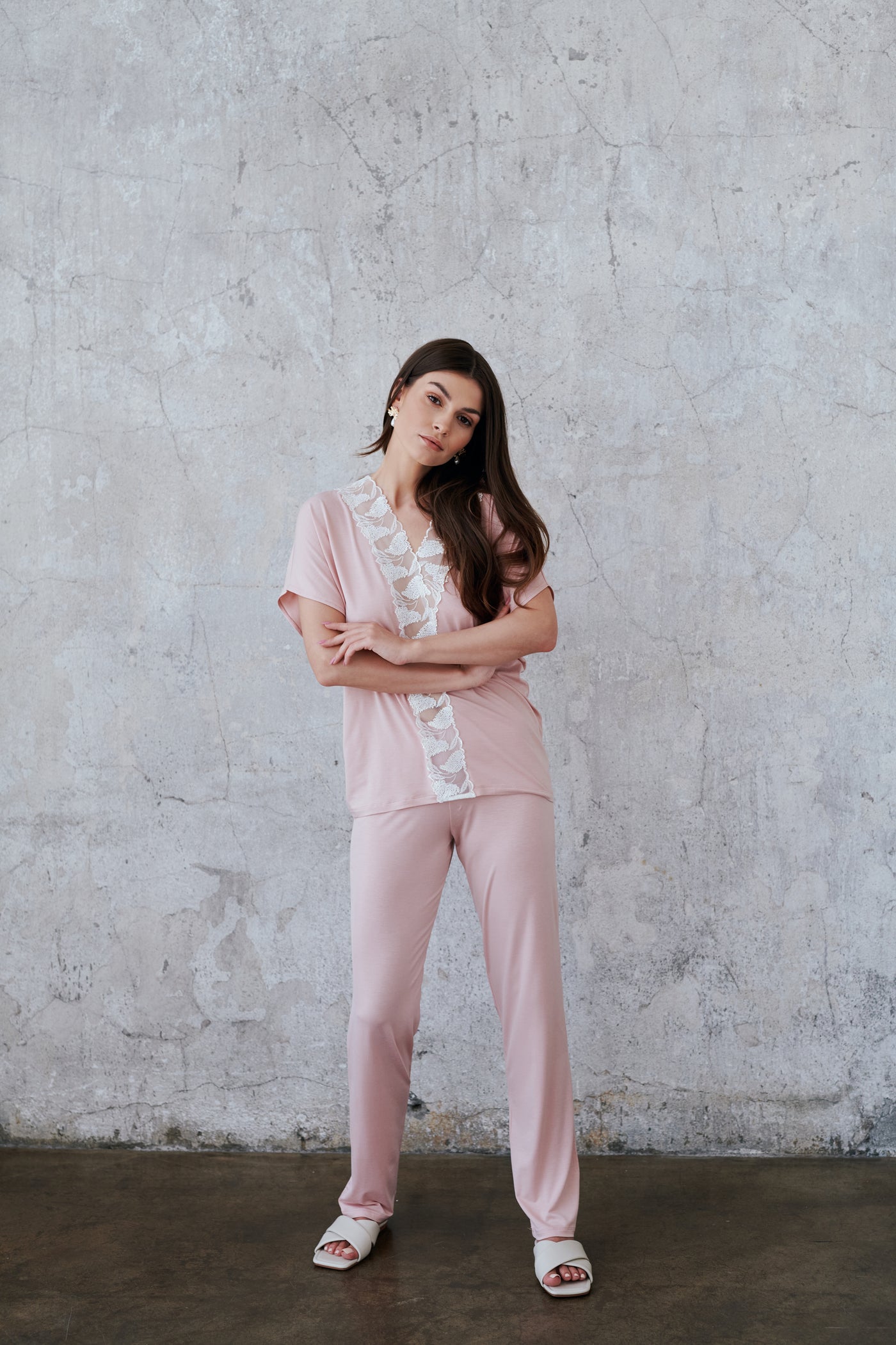Long Pajamas 3825, Dusty pink