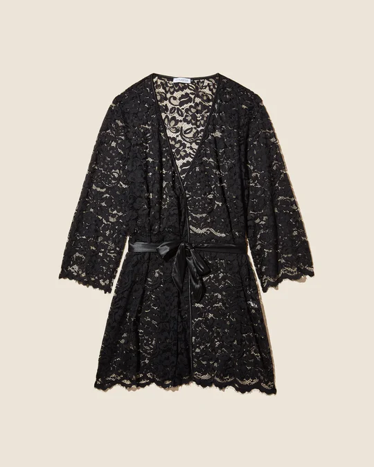 Cosabella Short Lace Robe, Black