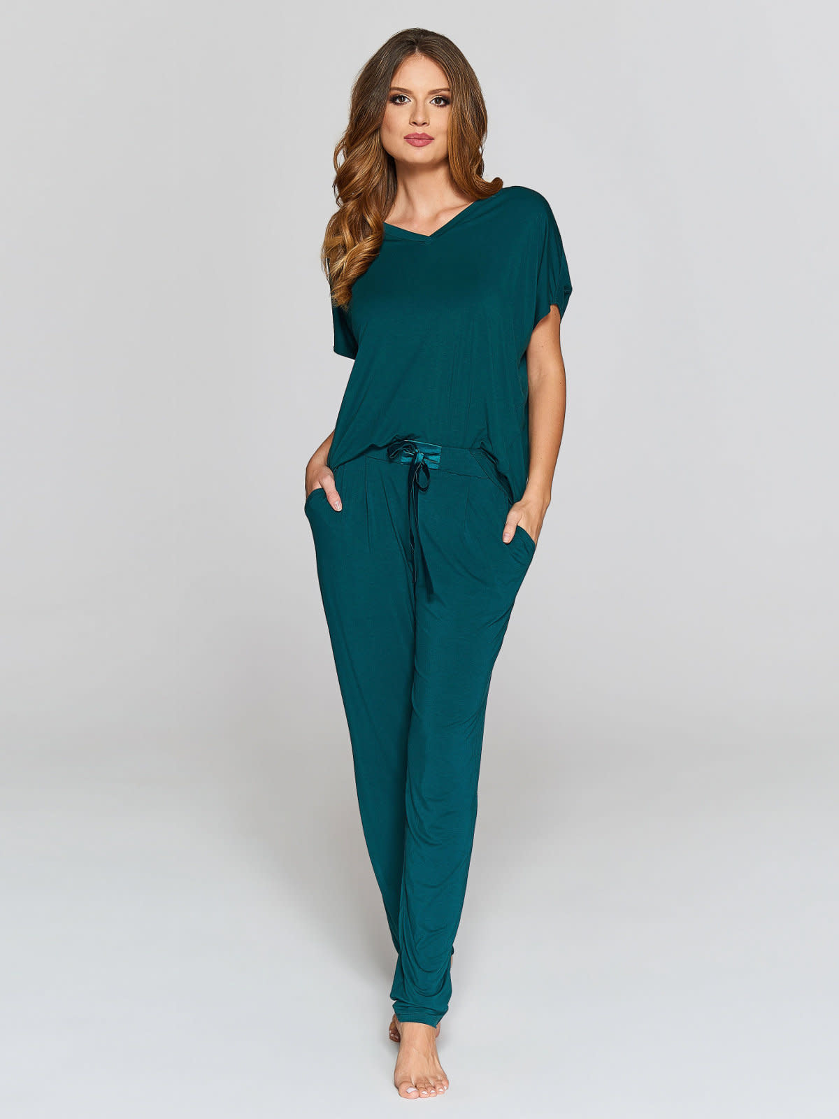 Vanilla Night and Day Long Pant Pajamas Set, Bottle Green