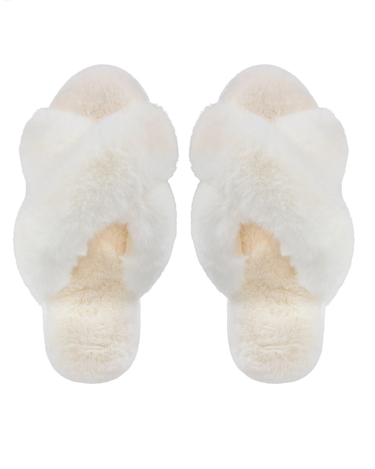 Memoi Beverly Fur Plush Slippers MZP05445, Ivory
