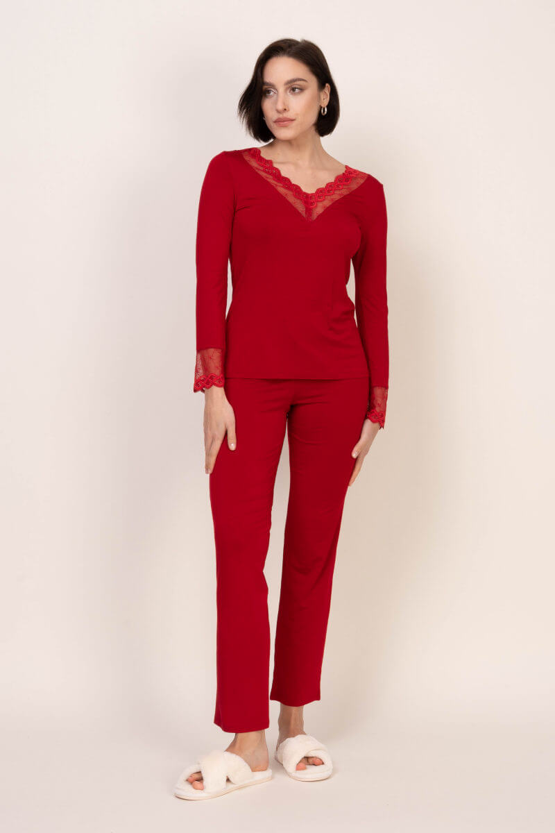 Vanilla Sensual Pajamas with Lace SO11, Ruby