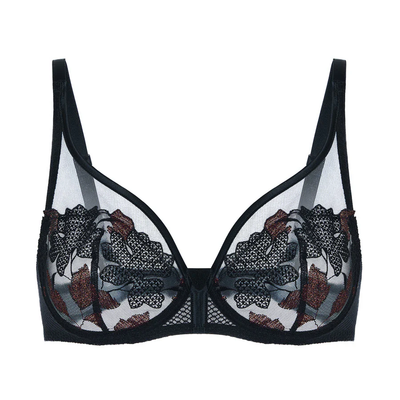 Simone Perele Dahlia Noir Copper Lace Unlined Bra, Black