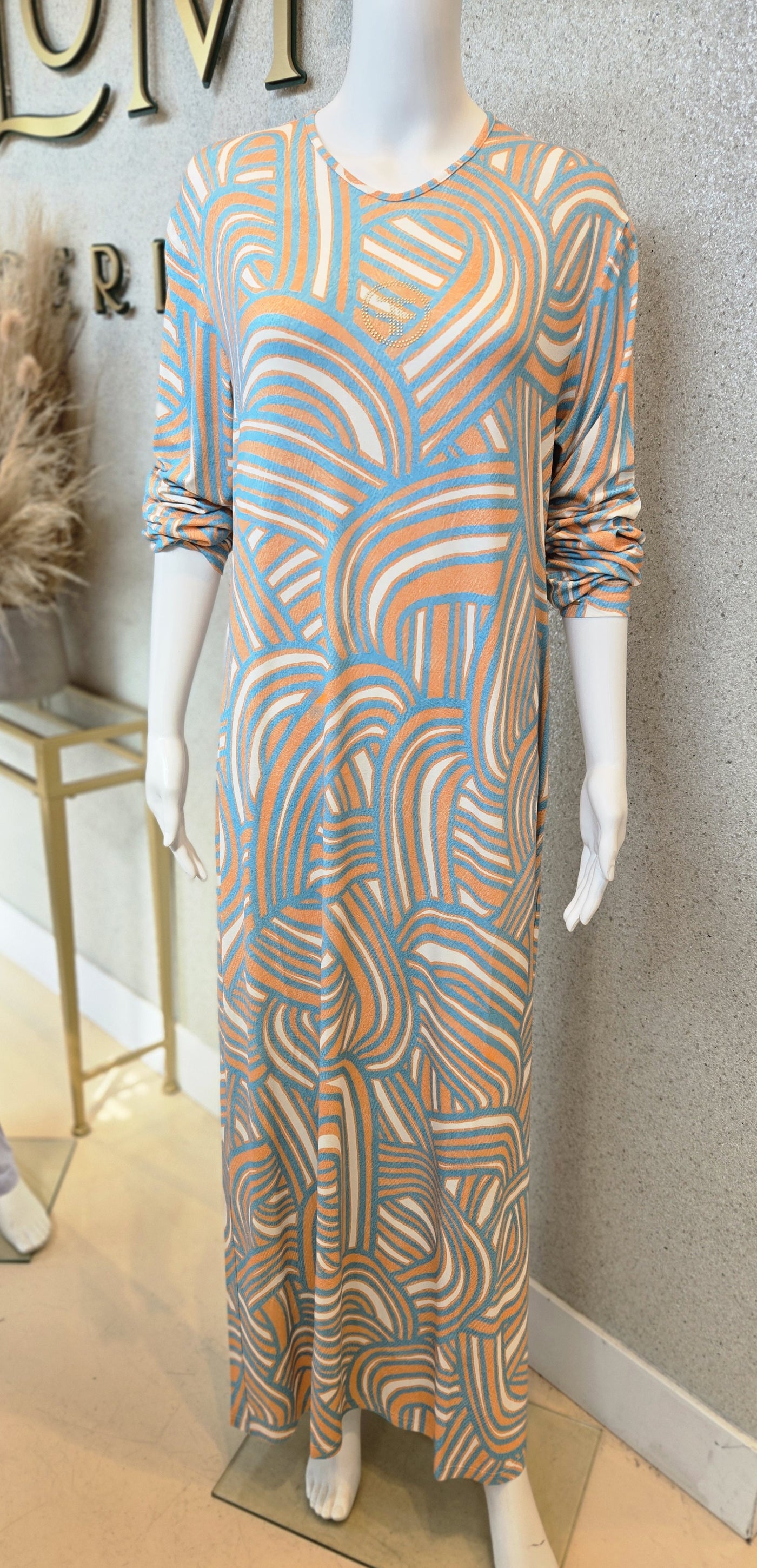 Furstenberg Printed Night Gown, Ecru Manddarin