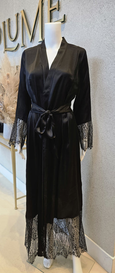 Rosella Satin Lace Detail Wrap, Black