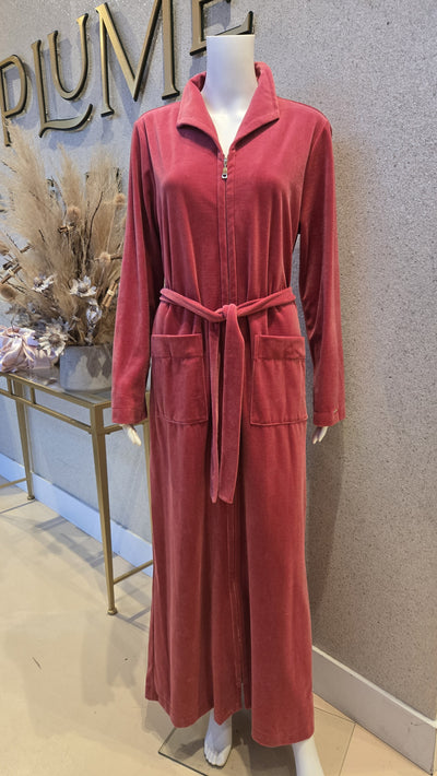 Furstenberg Morning Robe w/Front Zipper & Pockets Cherry, 05cherry