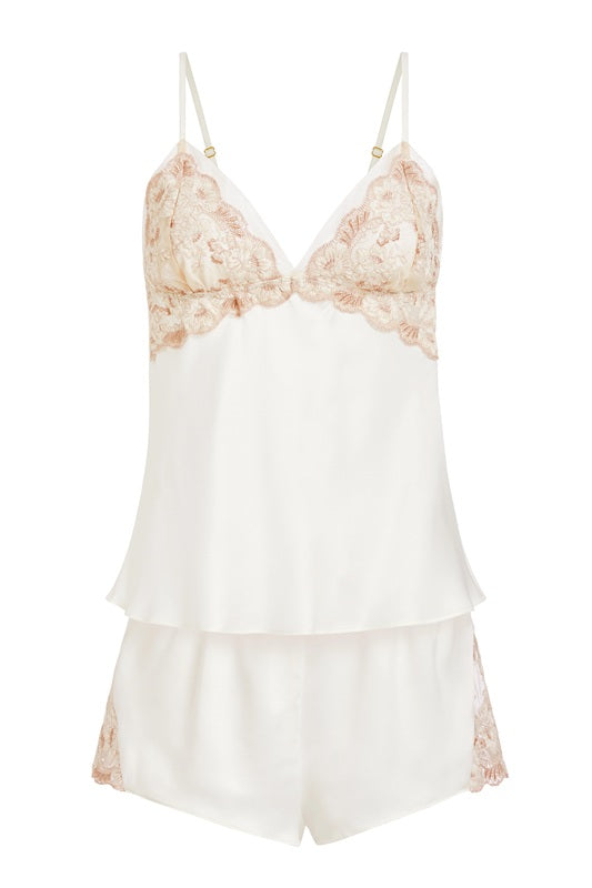 FLORA NIKROOZ Rosa Charmeuse Cami Set, Ivory