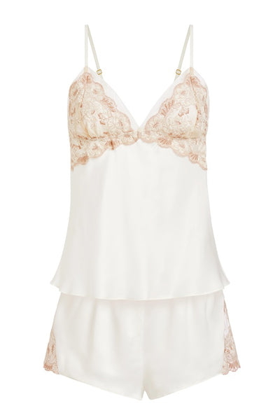 FLORA NIKROOZ Rosa Charmeuse Cami Set, Ivory