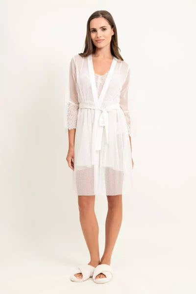 Oh ZUZA! All Lace  Peignoir , Ivory