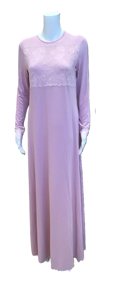 Rosella Lace Insert Nightgown, Dusty Pink