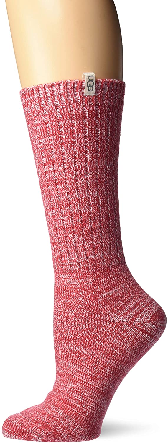 Rib Knit Slouchy Crew Sock, Hibiscus Pink