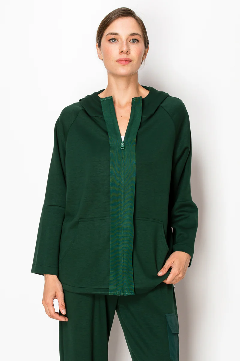 John Apparel Kari Pointe Knit Hoodie Jacket,  H. Green