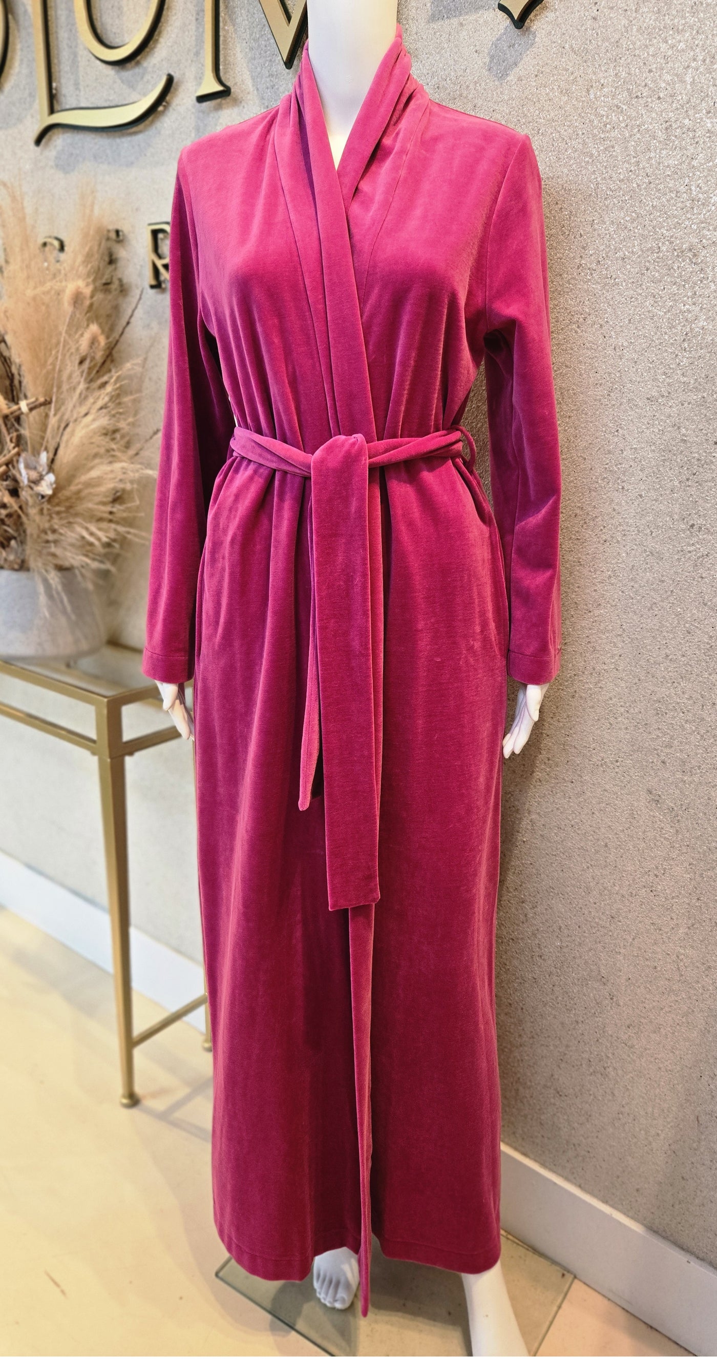 Furstenberg Velour Morning Robe Wrap w/Pockets, 545Kir