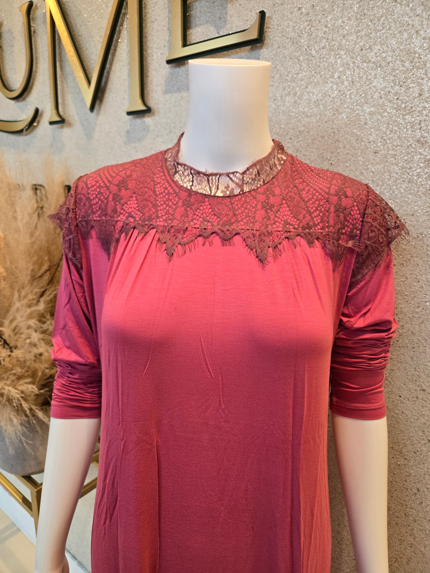 Rosella Lace Detail Nightgown, Strawberry, Plum