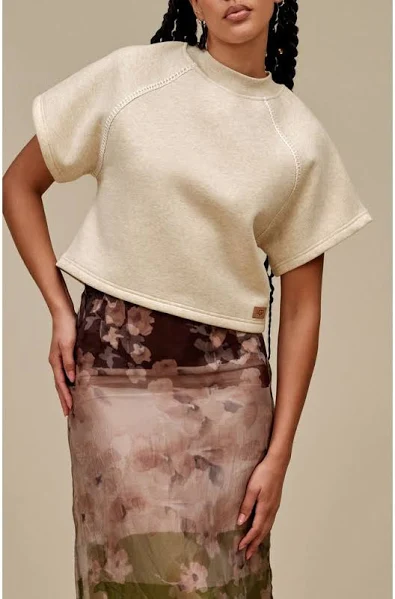 UGG Women's Classic Short Sleeve Crewneck, Sand Heather
