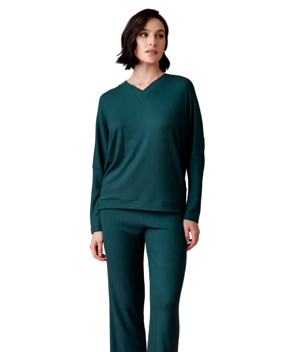 Opera Pyjamas with Leggings, Bottle Green