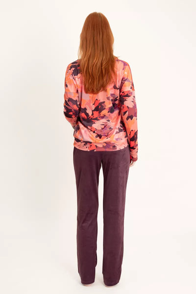 Oh ZUZA! Velvet Crew Neck Pj set, Purple/Combo