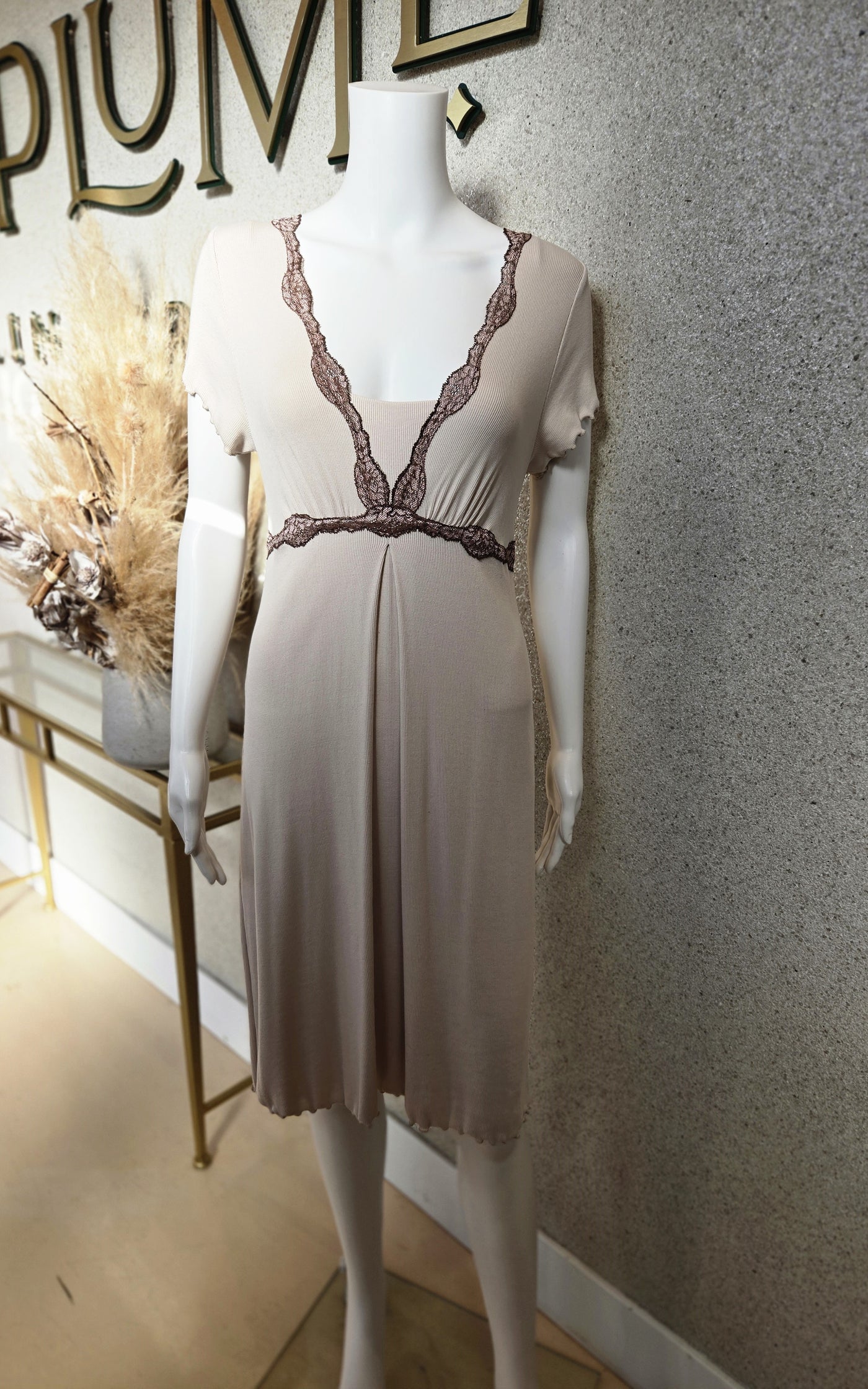 Oh ZUZA! Nightgown with Lace  , Cappucinno