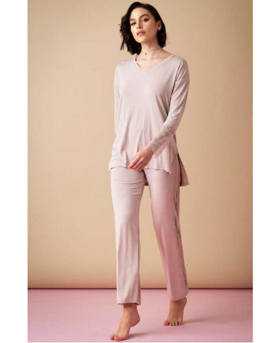 Oh Zuza! Cozy and Elegant Long Sleeve Pj Set, Pink , Wine, Black