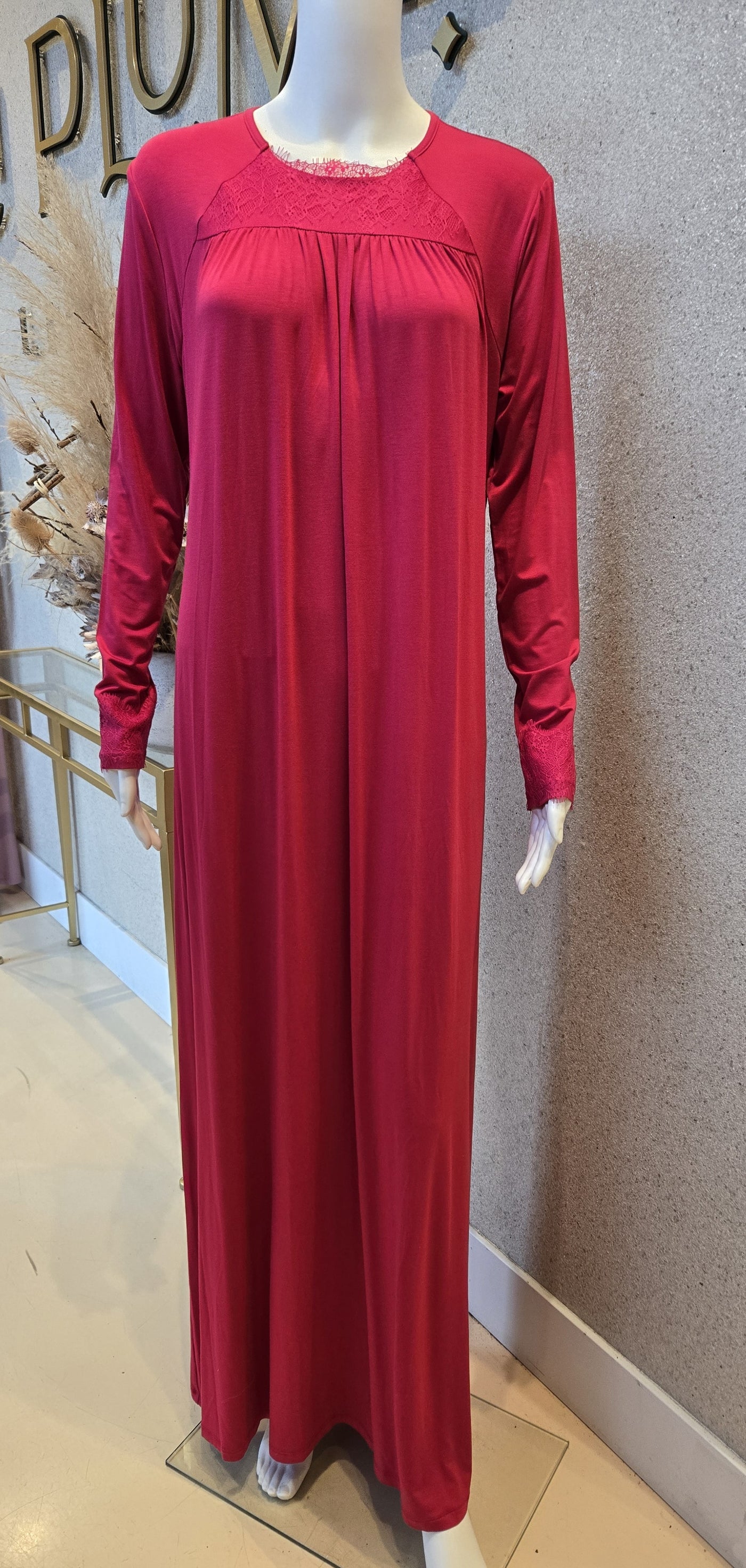 Rosella  Lace Insert Nightgown, Ruby 07