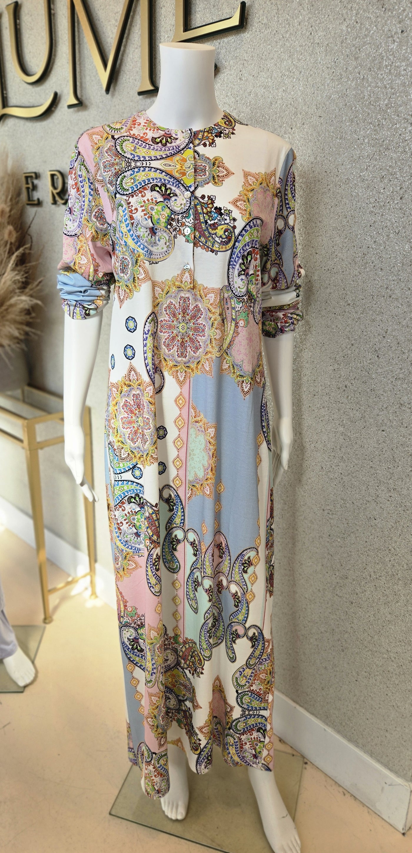 Furstenberg Paisley Print Nightgown, Blue/Rose