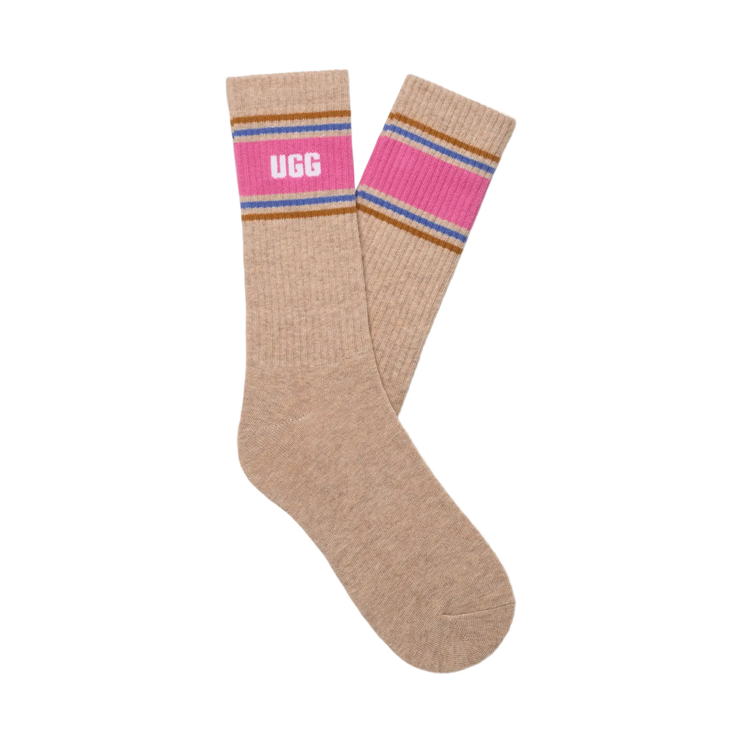 UGG Jedlyn Varsity Crew Sock, Sand Heather/Woodviolet