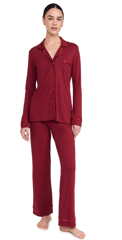 Cosabella Long Sleeve Top & Pant Pajama Set, Vin/Brule