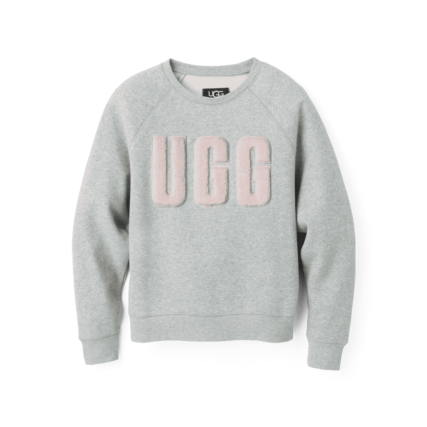 UGG Madeline Fuzzy Logo Crewneck, Grey Heather/Sonora