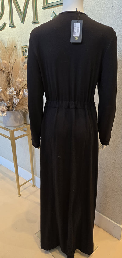 Rosella Button Down Morning Robe, Black