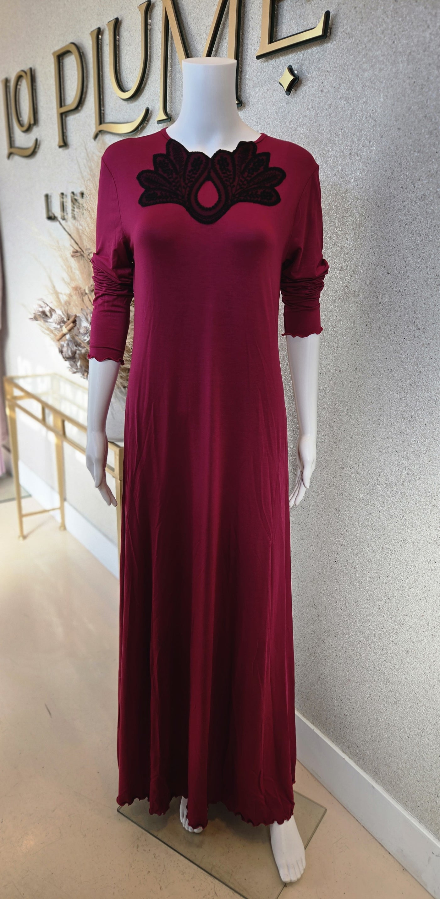 Rosella Nightgown with Lace Detail, Chili