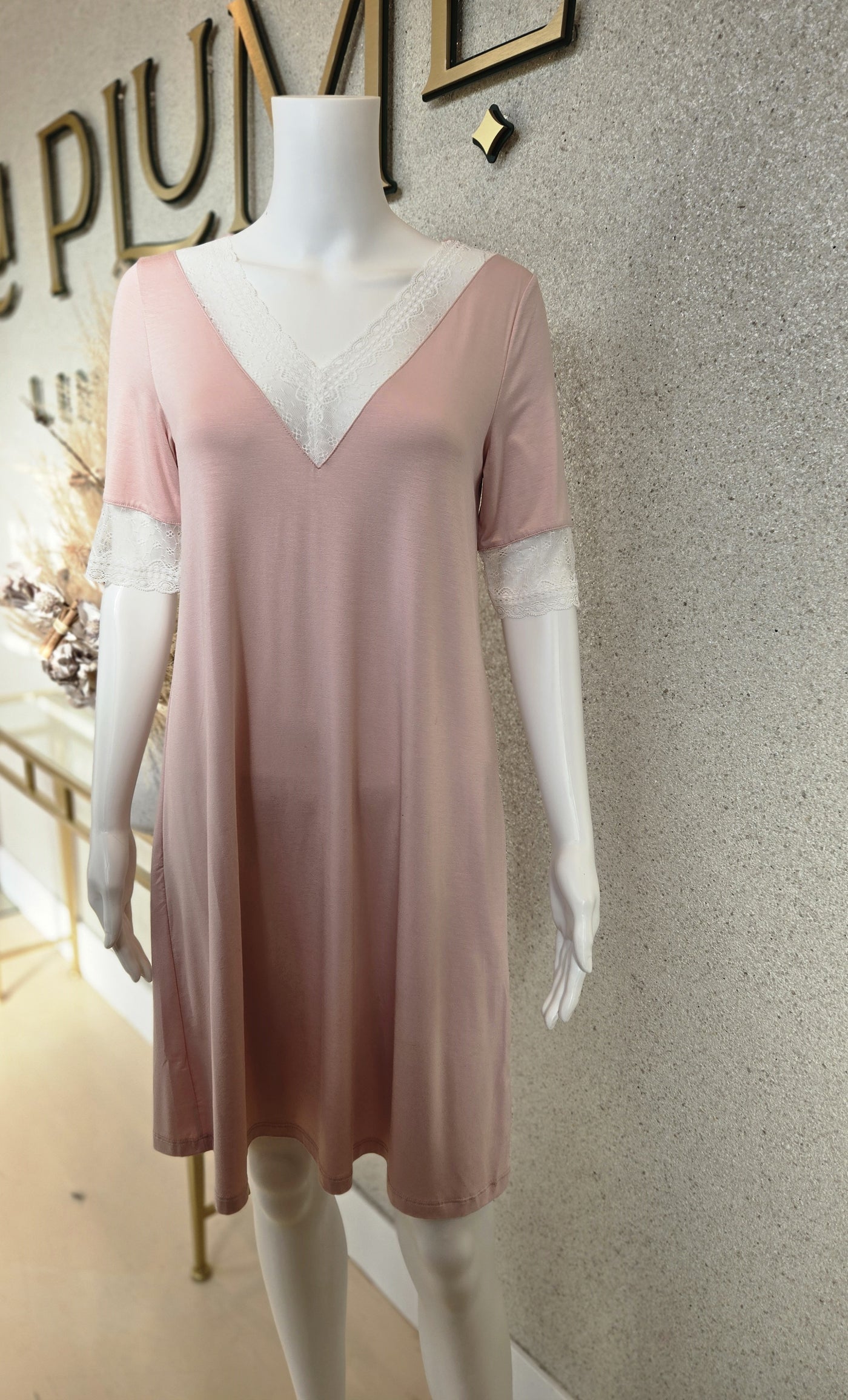 Oh ZUZA! Nightdress Short Sleeve, Dusty Pink