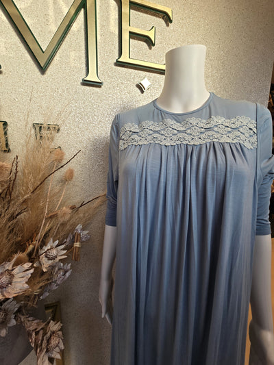 Rosella Jumper Style Nursing Nightgown, Ocean Blue