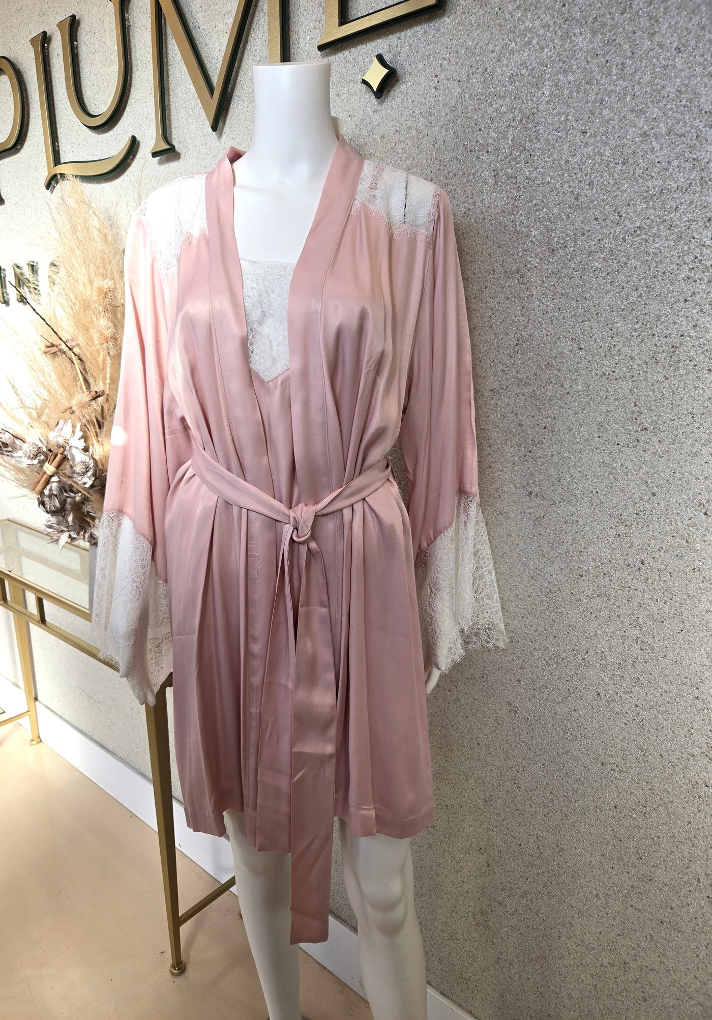 OH ZUZA!  Robe with Lace Design, Dusty Pink