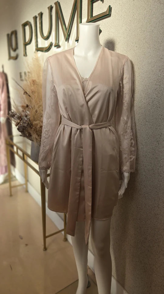 RYA Collection Lisbon Chemise With Lining , Champagne