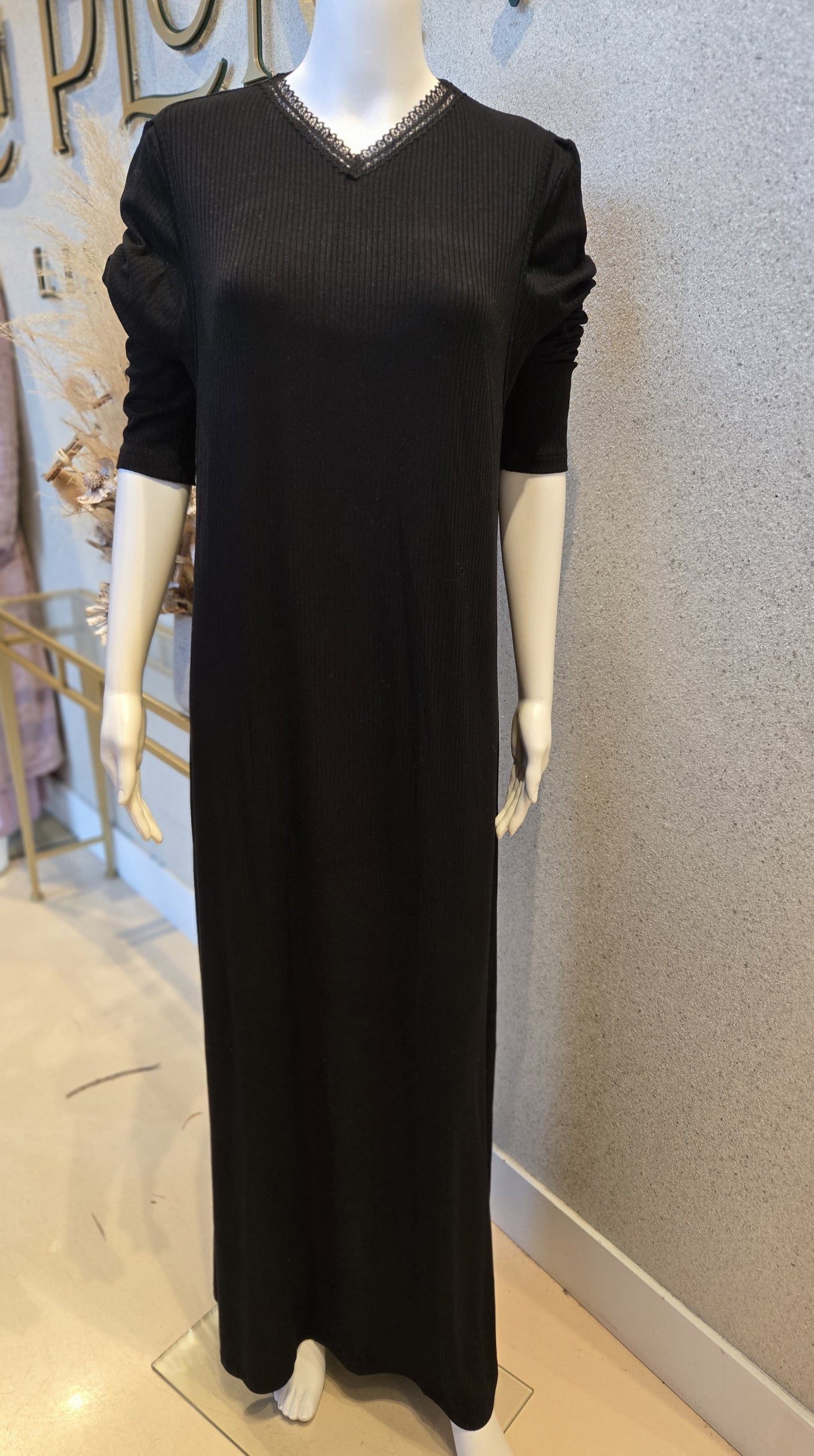 Rosella Rib Jumper Style Nursing Nightgown, Black