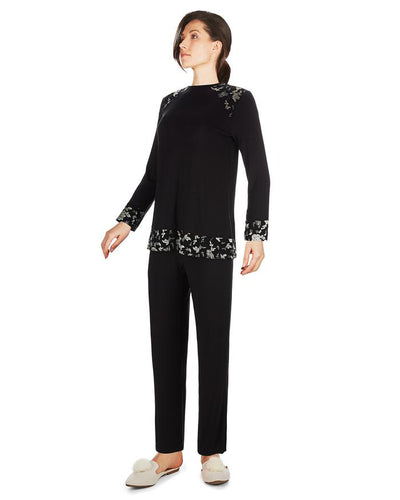 Memoi Floral Flocked Pjs CPJ06656